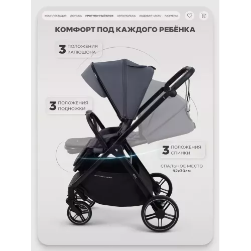 Коляска 3 в 1 Rant Basic Wave Graphite