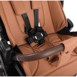 Детская коляска Peppy Monaco Thermo 3 в 1 с автокреслом Rise Milk Biscuit (бисквит), рама серо-коричневая