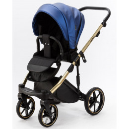 Детская коляска Adamex Lumi Air SE Deluxe 3 в 1 L-SM503 (СИН.ПЕРЛ.КОЖА+ЗОЛОТО РАМА)
