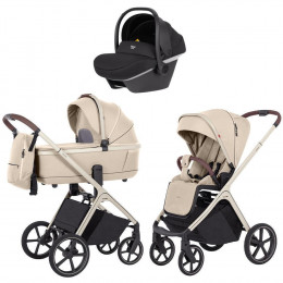 Коляска Carrello Vector CRL-6550 Nova DK791 Grey Line с базой Isofix 3 в 1 Seashell Beige