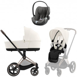Коляска Cybex Priam IV Rosegold complete Cloud T Mirage Grey Base T 3 в 1 Off White