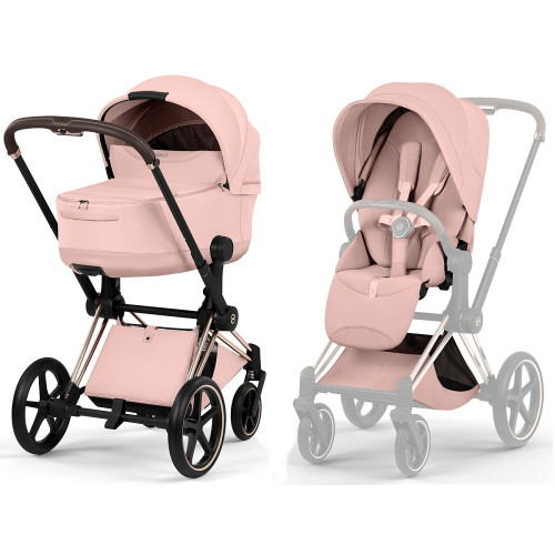 Коляска Cybex Priam V Rosegold Style Cloud T Sepia Black Plus 3 в 1 Peach Pink