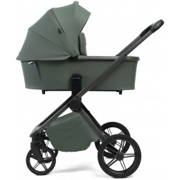 Детская коляска Peppy Monaco Plus 3 в 1 с автокреслом First Black Oliva Green (зеленый), рама серая