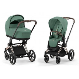 Коляска Cybex Priam IV Rosegold complete Cloud T Platinum White Plus Base T 3 в 1 Leaf Green