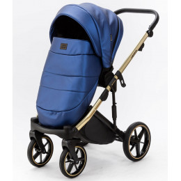 Детская коляска Adamex Lumi Air SE Deluxe 3 в 1 L-SM503 (СИН.ПЕРЛ.КОЖА+ЗОЛОТО РАМА)