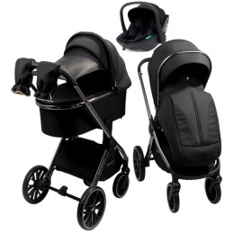 Детская коляска AmaroBaby Genius 3 в 1 с автокреслом Rant Miro Black черный