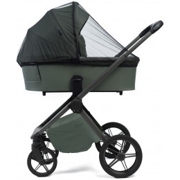 Детская коляска Peppy Monaco Plus 3 в 1 с автокреслом First Black Oliva Green (зеленый), рама серая
