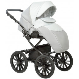 Детская коляска Indigo Porto Classic 14 3 в 1 с автокреслом Avionaut Cosmo Grey Po 02 св.серая кожа+св.серый лен