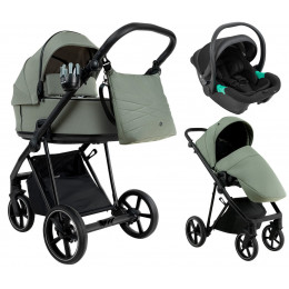 Детская коляска Roan Sol 2.0 3 в 1 с автокреслом Pituso Santiso Pro Black SLL/33/T Sage Green/Black/руч.Black