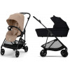 Коляска Cybex Melio Carbon Cloud G i-Size Magic Black 3 в 1 Almond Beige/Magic Black с дождевиками