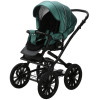 Детская коляска Adamex Chantal Retro Deluxe 3 в 1 C105A (ИЗУМРДНАЯ 100% КОЖА-ХРОМ МОЛНИИ)
