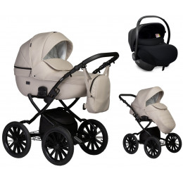 Детская коляска Indigo Mio Eco Plus 14 3 в 1 с автокреслом Avionaut Cosmo Black 02 св.бежевая кожа