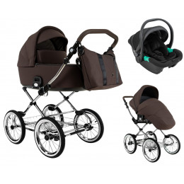 Детская коляска Roan Bass Next Classic d14 2.0 3 в 1 с автокреслом Pituso Santiso Pro Black BSNC/93/2 Turkish Coffe/Black/руч.Cappuccino