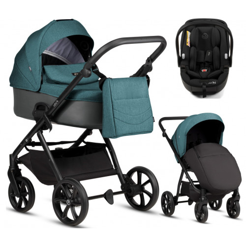 Детская коляска Tutis Leo 3 Plus 3 в 1 с автокреслом Beno Black 1582307 Sea Blue