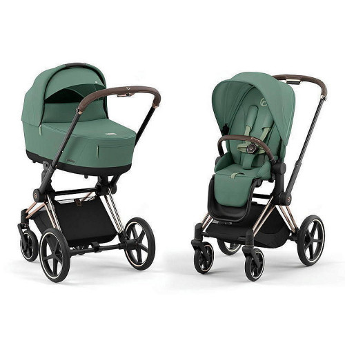 Коляска Cybex Priam IV Rosegold complete Cloud G Ocean Blue Plus Base G 3 в 1 Leaf Green