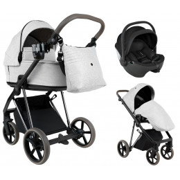 Детская коляска Roan Sol Vintage Luxury 2.0 3 в 1 с автокреслом Pituso Baesa Pro Black PIX/50/L Pixel/Light/Black/руч.Cappuccino