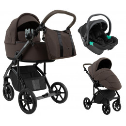 Детская коляска Roan Bass Next 2.0 3 в 1 с автокреслом Pituso Santiso Pro Black BSN/44/2 Turkish Coffe/Black/руч.Cappuccino