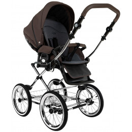 Детская коляска Roan Bass Next Classic d14 2.0 3 в 1 с автокреслом Pituso Santiso Pro Black BSNC/93/2 Turkish Coffe/Black/руч.Cappuccino
