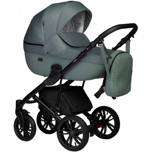 Детская коляска Indigo Mio S 3 в 1 с автокреслом Avionaut Cosmo Grey 07 шалфей кожа+шалфей