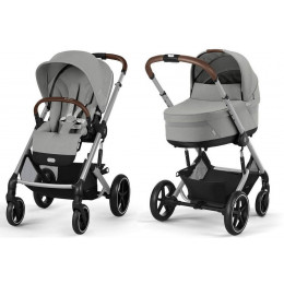 Коляска Cybex Balios S Lux SLV complete Aton S2 Moon Black 3 в 1 Stone Grey с дождевиками