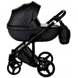 Детская коляска Adamex Luciano Deluxe 3 в 1 61S (ЧЕРНАЯ 100% КОЖА)