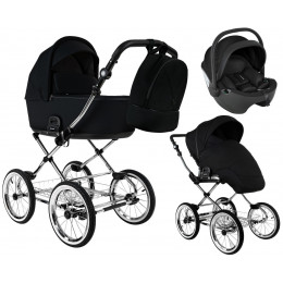 Детская коляска Roan Bass Next Classic d14 2.0 3 в 1 с автокреслом Pituso Baesa Pro Black BSNC/95/2 Caviar/Black/руч.Cappuccino