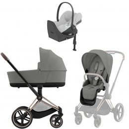 Коляска Cybex Priam IV Rosegold complete Cloud T Platinum White Plus Base T 3 в 1 Mirage Grey