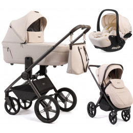 Детская коляска Peppy Monaco Thermo 3 в 1 с автокреслом Verona Beige Beige (молочный), рама серо-коричневая