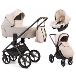 Детская коляска Peppy Monaco Thermo 3 в 1 с автокреслом Rise Milk Beige (молочный), рама серо-коричневая