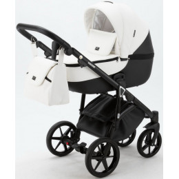 Детская коляска Adamex Bibione Deluxe 3 в 1 BI-SD01 (БЕЛ+ЧЕРН.КОЖА)