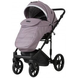 Детская коляска Adamex Rimini Deluxe 3 в 1 RI225A (св.сиреневая кожа+стальная перл.отделка)