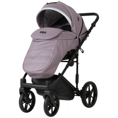 Детская коляска Adamex Rimini Deluxe 3 в 1 RI225A (св.сиреневая кожа+стальная перл.отделка)