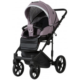Детская коляска Adamex Rimini Deluxe 3 в 1 RI225A (св.сиреневая кожа+стальная перл.отделка)