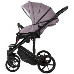 Детская коляска Adamex Rimini Deluxe 3 в 1 RI225A (св.сиреневая кожа+стальная перл.отделка)