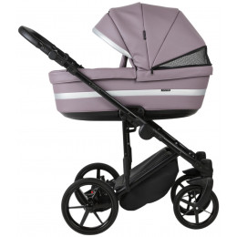 Детская коляска Adamex Rimini Deluxe 3 в 1 RI225A (св.сиреневая кожа+стальная перл.отделка)