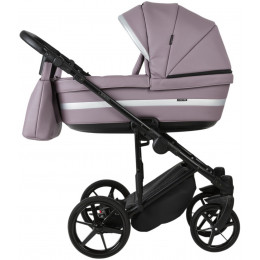 Детская коляска Adamex Rimini Deluxe 3 в 1 RI225A (св.сиреневая кожа+стальная перл.отделка)