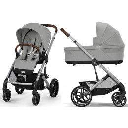 Коляска Cybex Balios S Lux SLV complete Aton S2 Ocean Blue 3 в 1 Stone Grey с дождевиками