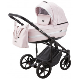 Детская коляска Adamex Rimini Deluxe 3 в 1 RI245 розов.кожа+серебр.отделка