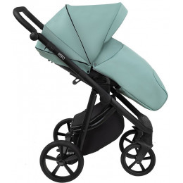 Детская коляска Roan Esso Кожа 3 в 1 с автокреслом Tutis Elo Lux EduSky Black ESSK/214/1 Misti Mint/Grey/руч.Черный