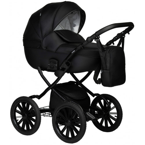 Детская коляска Indigo Mio Eco Plus 14 3 в 1 с автокреслом Avionaut Cosmo Grey 01 черная кожа