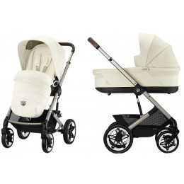 Коляска Cybex Talos S Lux TPE complete Aton S2 Ocean Blue 3 в 1 Seashell Beige с дождевиками
