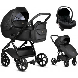Детская коляска Tutis Uno 5 Plus Leather collection 3 в 1 с автокреслом Elo Lux EduSky Black 1402699 Jet Black
