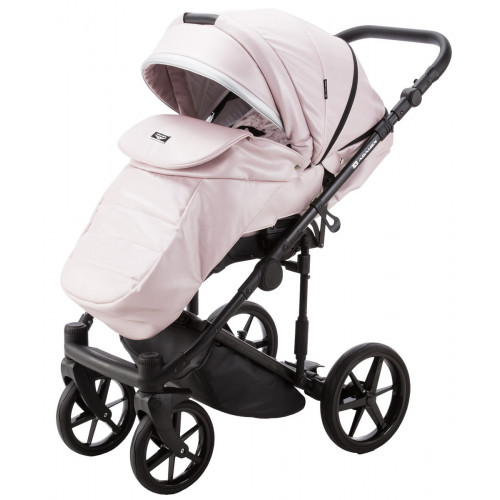 Детская коляска Adamex Rimini Deluxe 3 в 1 RI245 розов.кожа+серебр.отделка