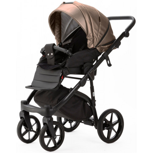 Детская коляска Adamex Nola Deluxe 3 в 1 N-SD11 (ТЕМНО-БЕЖЕВЫЙ ПЕРЛ+ЧЕРНАЯ КОЖА)