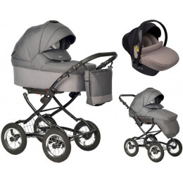Детская коляска Indigo Barbara 21 Classic 3 в 1 с автокреслом Avionaut Cosmo Beige Ba05 т.серый