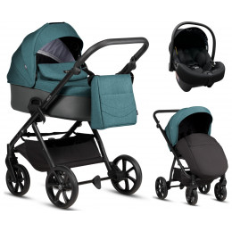 Детская коляска Tutis Leo 3 Plus 3 в 1 с автокреслом Elo Lux EduSky Black 1582307 Sea Blue