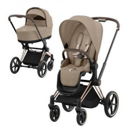 Коляска Cybex Priam IV Rosegold complete и автокресло Cloud G i-Size Stone Grey Plus 3 в 1 Cozy Beige