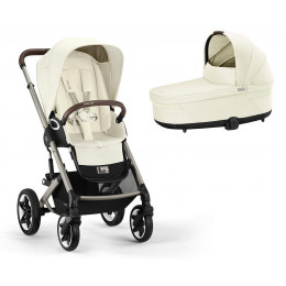 Коляска Cybex Talos S Lux TPE complete Aton S2 Ocean Blue 3 в 1 Seashell Beige с дождевиками