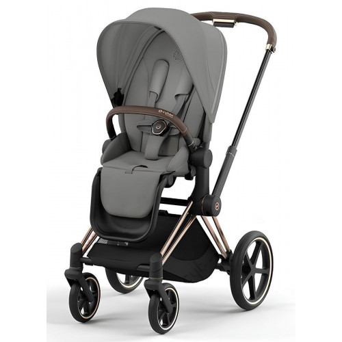 Коляска 3 в 1 Cybex Priam IV Rosegold complete и автокресло Aton B2 i-Size Volcano Black Mirage Grey