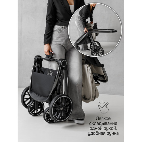 Детская коляска AmaroBaby Motus Premium Ecco 3 в 1 с автокреслом Rant Miro Olive серый
